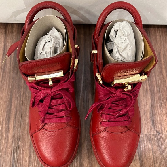 Buscemi Womens Alce Red 100MM Leather Sneakers size 37 (US 7) - Picture 3 of 12